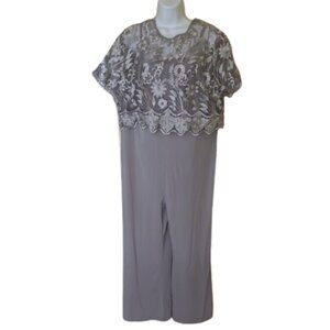 Gray and Silver Jumpsuit with Lace 1XL NEW NWOT